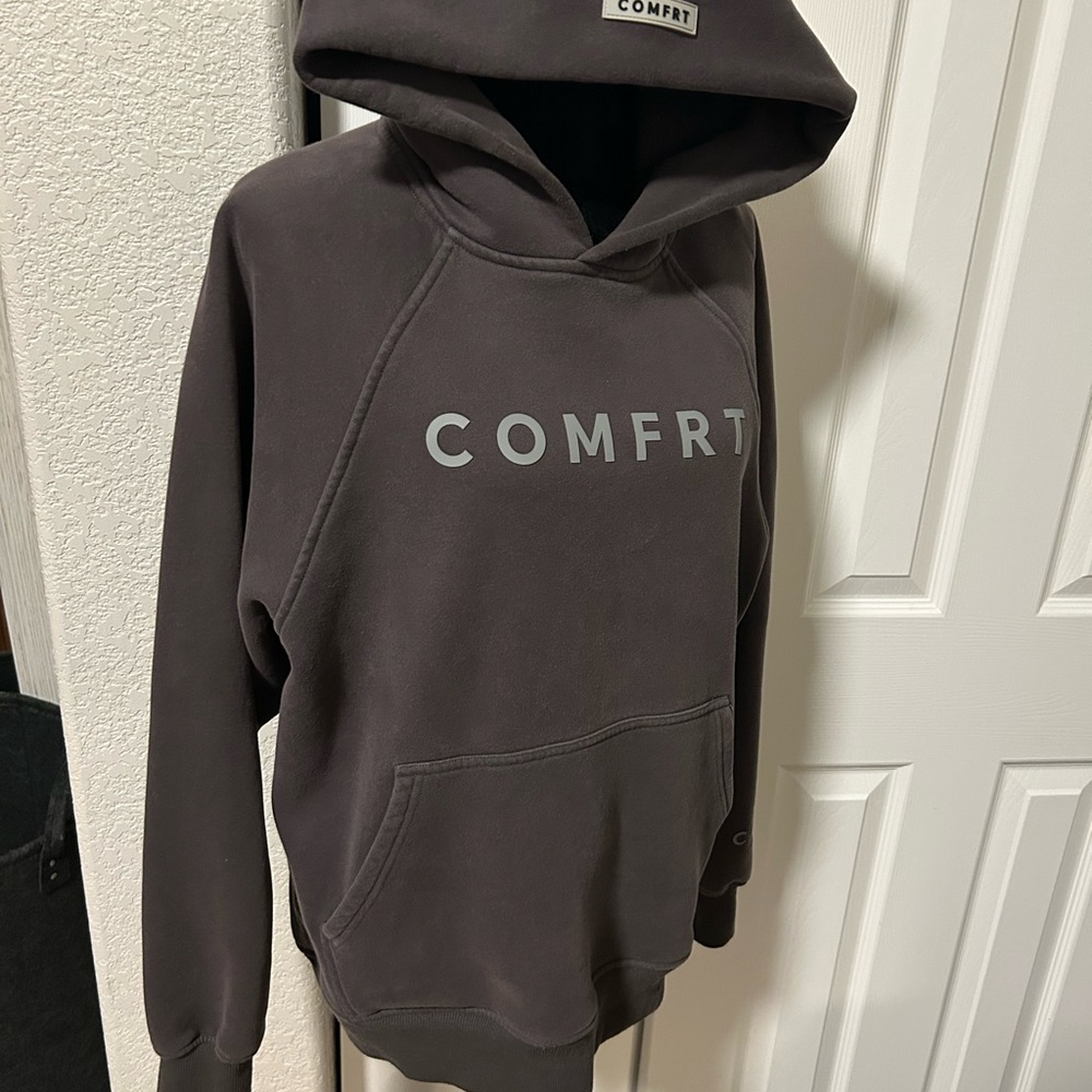 COMFRT Women's Hooded Pullover Sweatshirt in Dark Brown